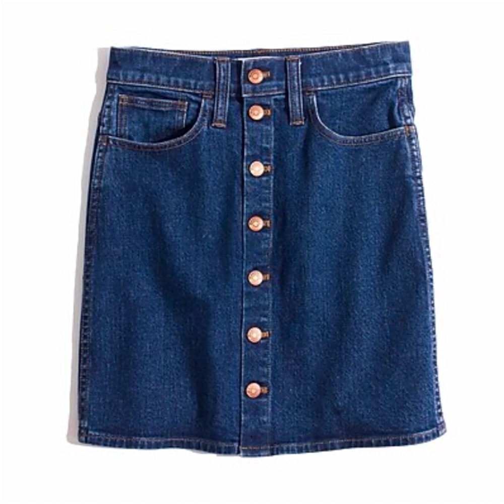 Madewell Dark Wash Button Front Denim Skirt